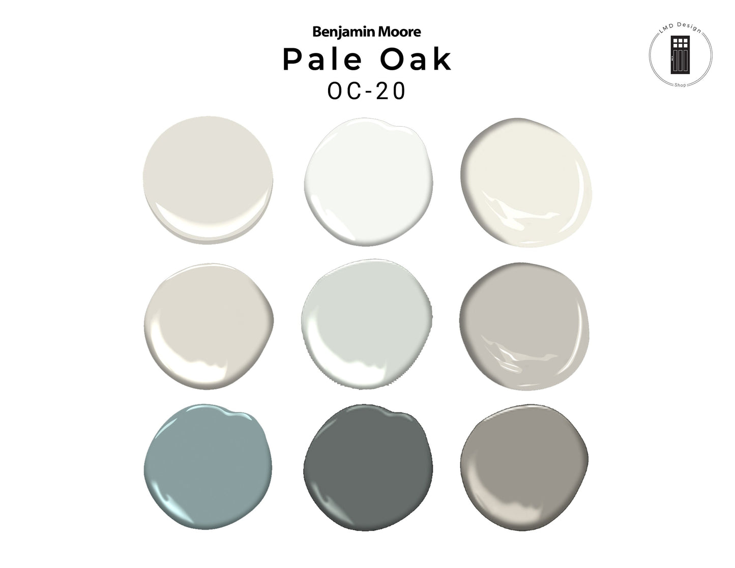 Pale Oak Benjamin Moore Home Paint Palette | Pale Oak Whole House Coordinating Paint Palette