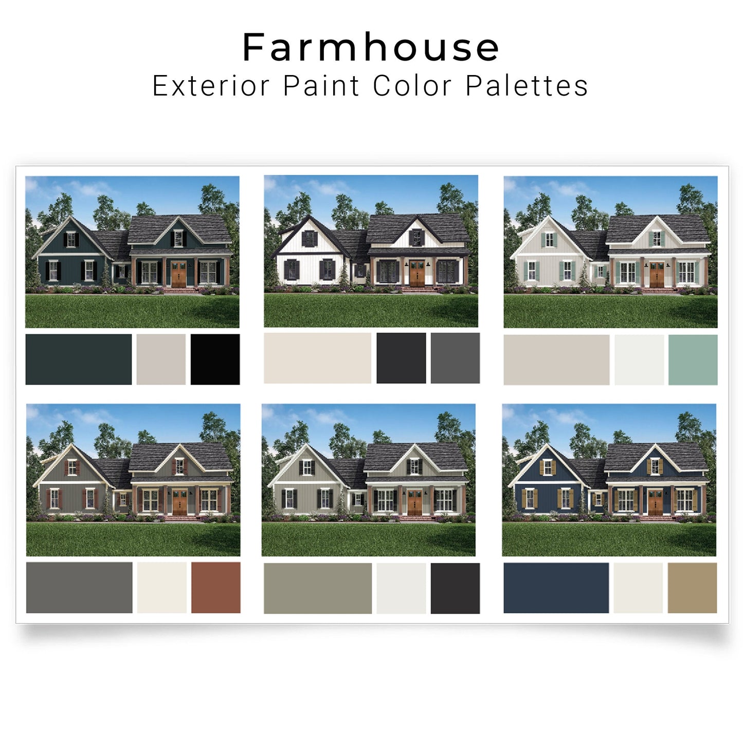 Farmhouse Exterior Paint Palettes | House Exterior Paint Colors