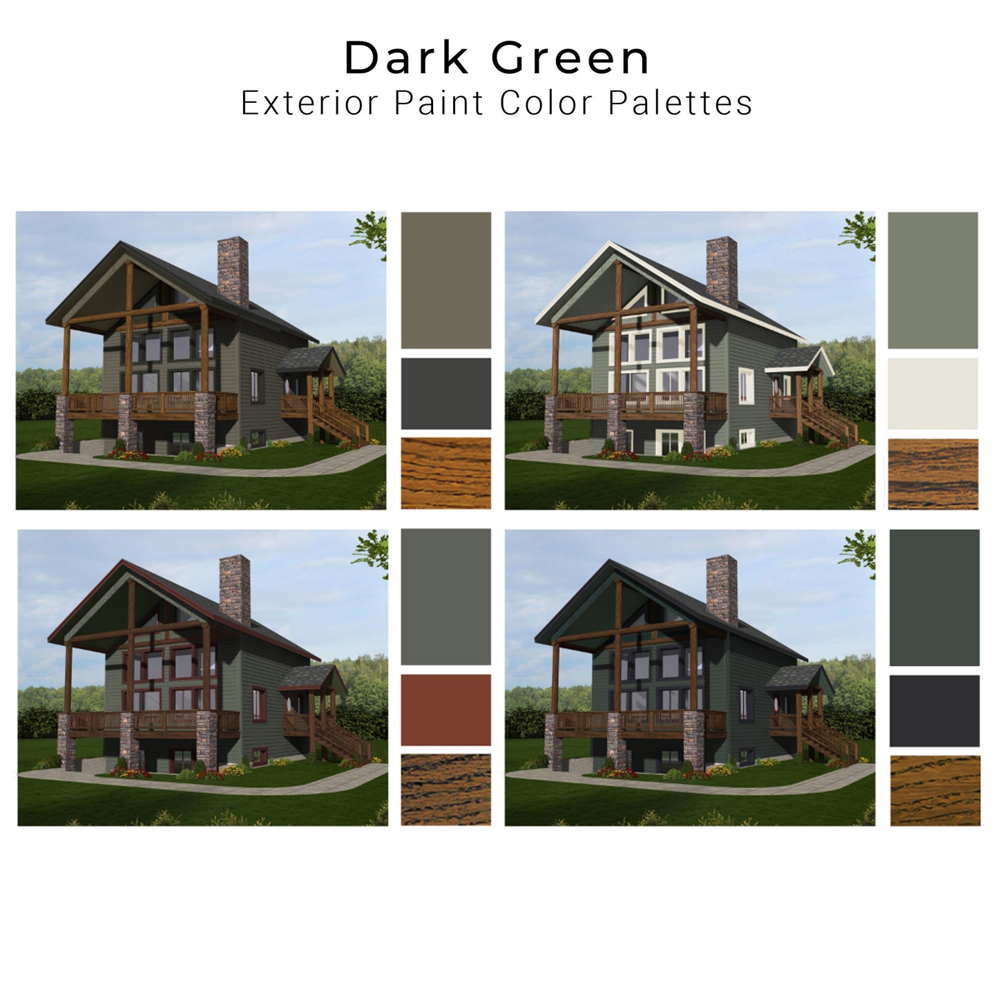 Dark Olive Green Exterior Paint Palettes | Green House Exterior Paint Colors