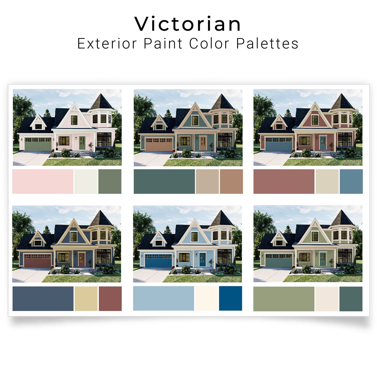 Victorian Exterior Paint Color Palettes | House Paint Colors