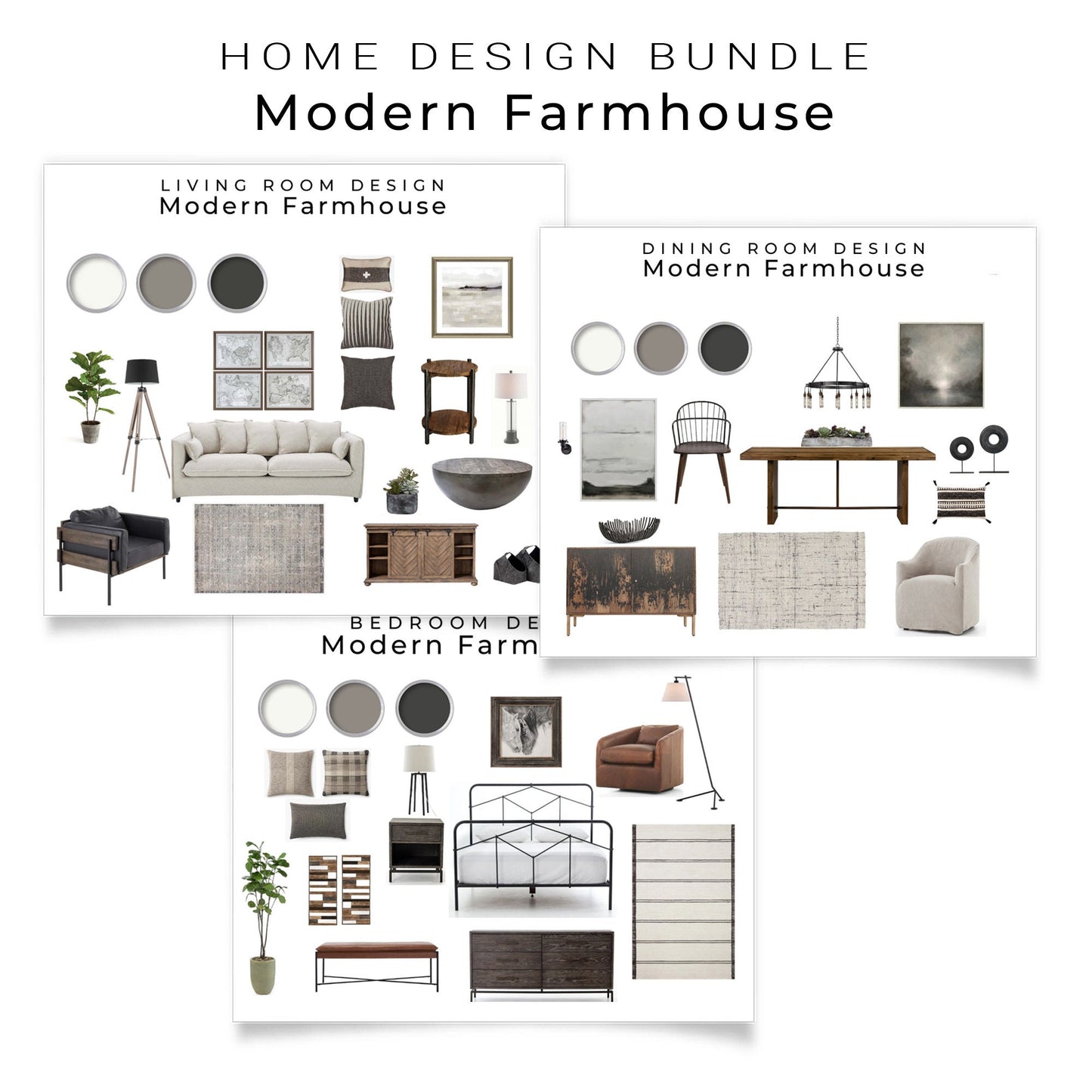 Modern Farmhouse Room Design Bundle | Rustic House Design Mood Board Bundle