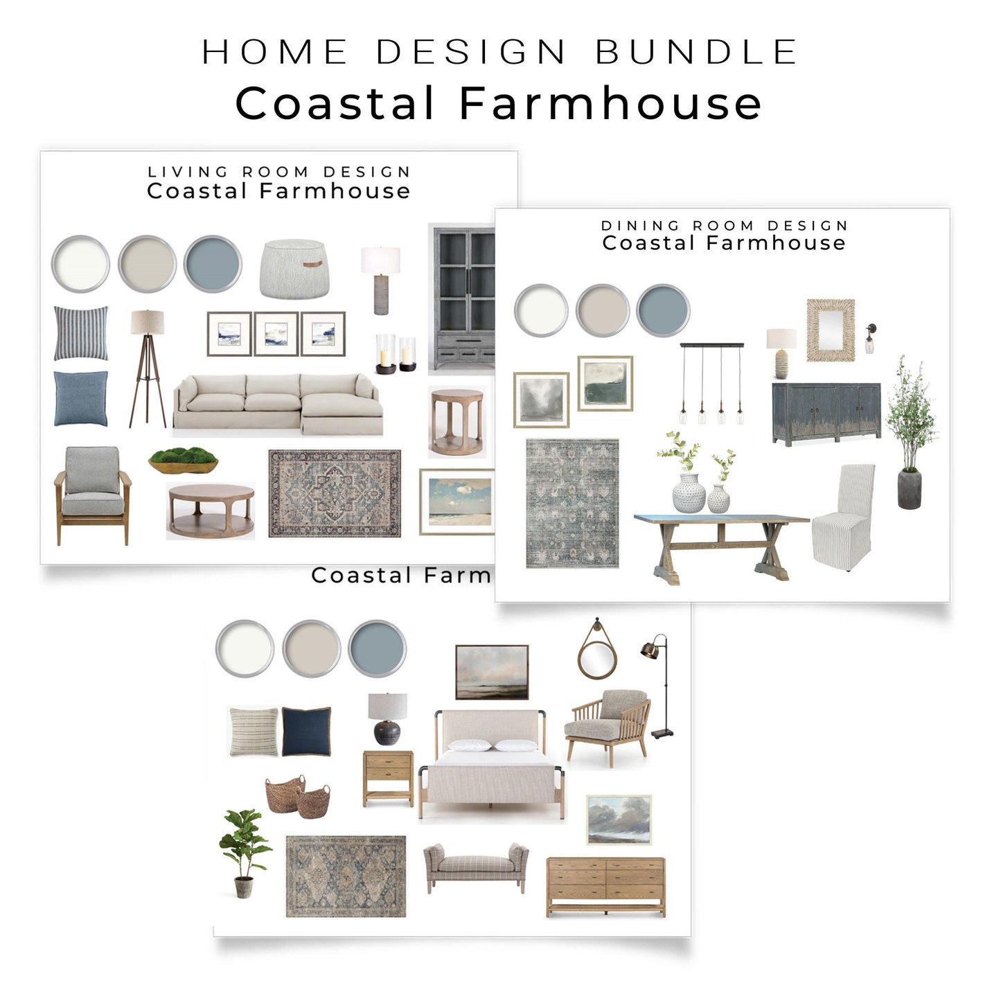 Coastal Farmhouse Bundle Design Mood Boards | Whole House Coastal Farmhouse Interior Design