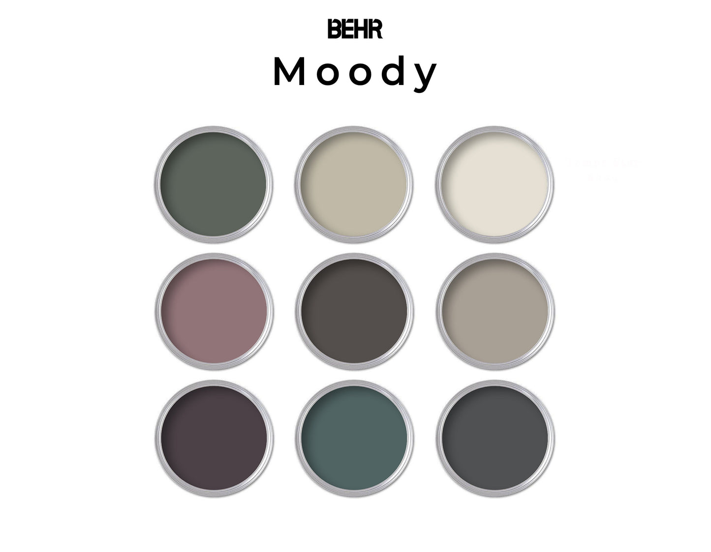 Moody Behr Paint Color Palette | Home Depot Behr Moody Whole House Paint Color Palette