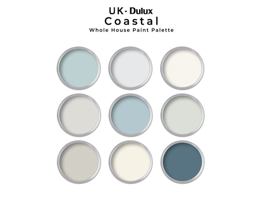 Coastal UK Dulux Paint Color Palette | Dulux (UK Color Codes) Coastal Calm Interior Whole House Paint Colors