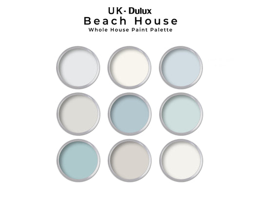 Dulux UK Beach House Paint Color Palette | Dulux (UK Color Codes) Beach Coastal Interior Whole House Paint Colors