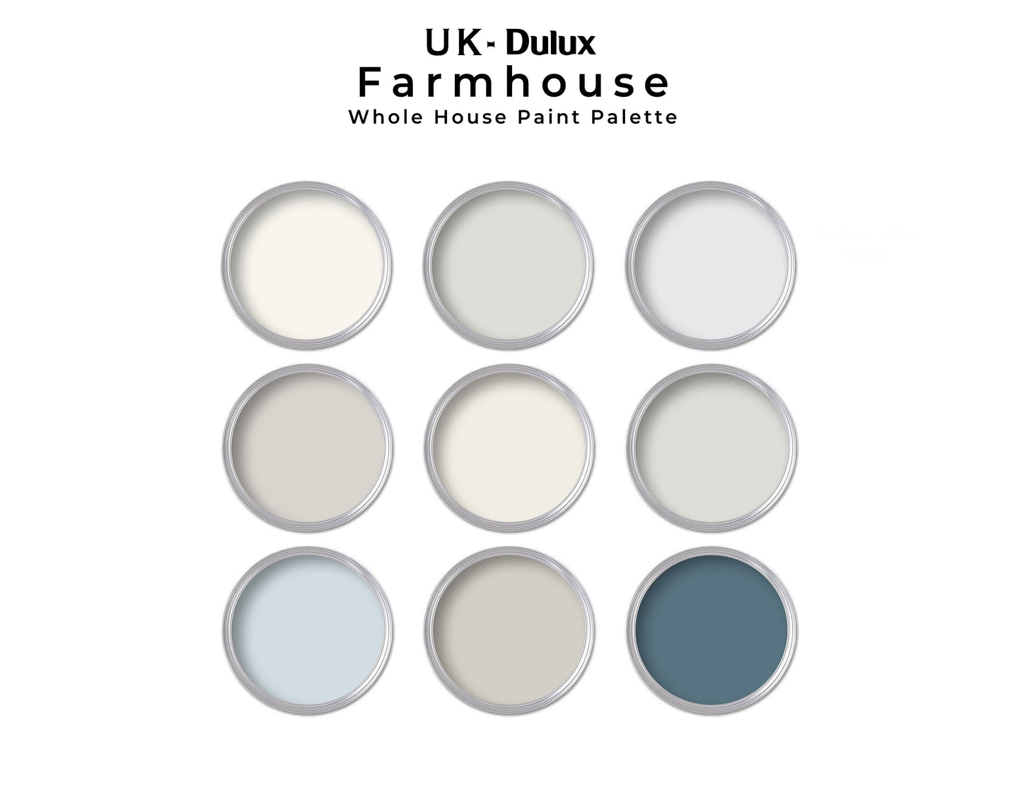 Farmhouse Dulux UK Paint Color Palette | Dulux UK Farmhouse Interior Whole House Paint Colors