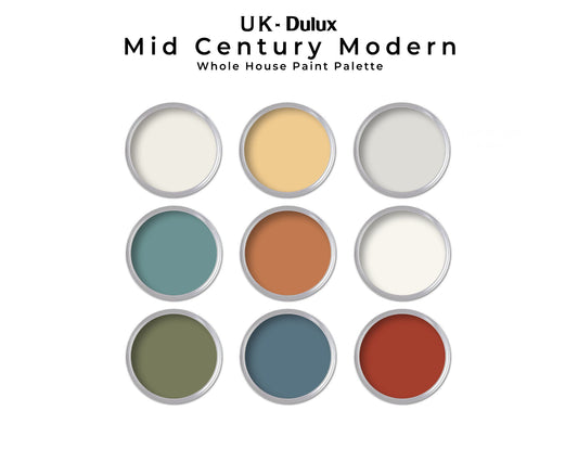 UK Dulux Mid Century Modern Paint Color Palette | Dulux (UK Color Codes) MCM Interior Whole House Paint Colors