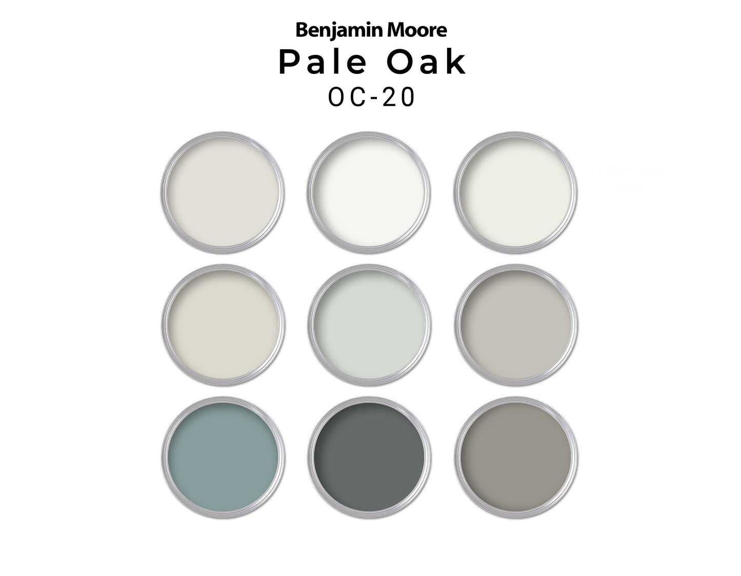 Pale Oak Benjamin Moore Home Paint Palette | Pale Oak Whole House Coordinating Paint Palette