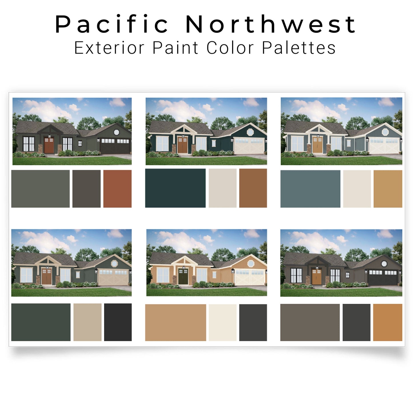 Pacific Northwest Exterior Paint Color Palettes | Northwest Style Exterior House Paint Colors