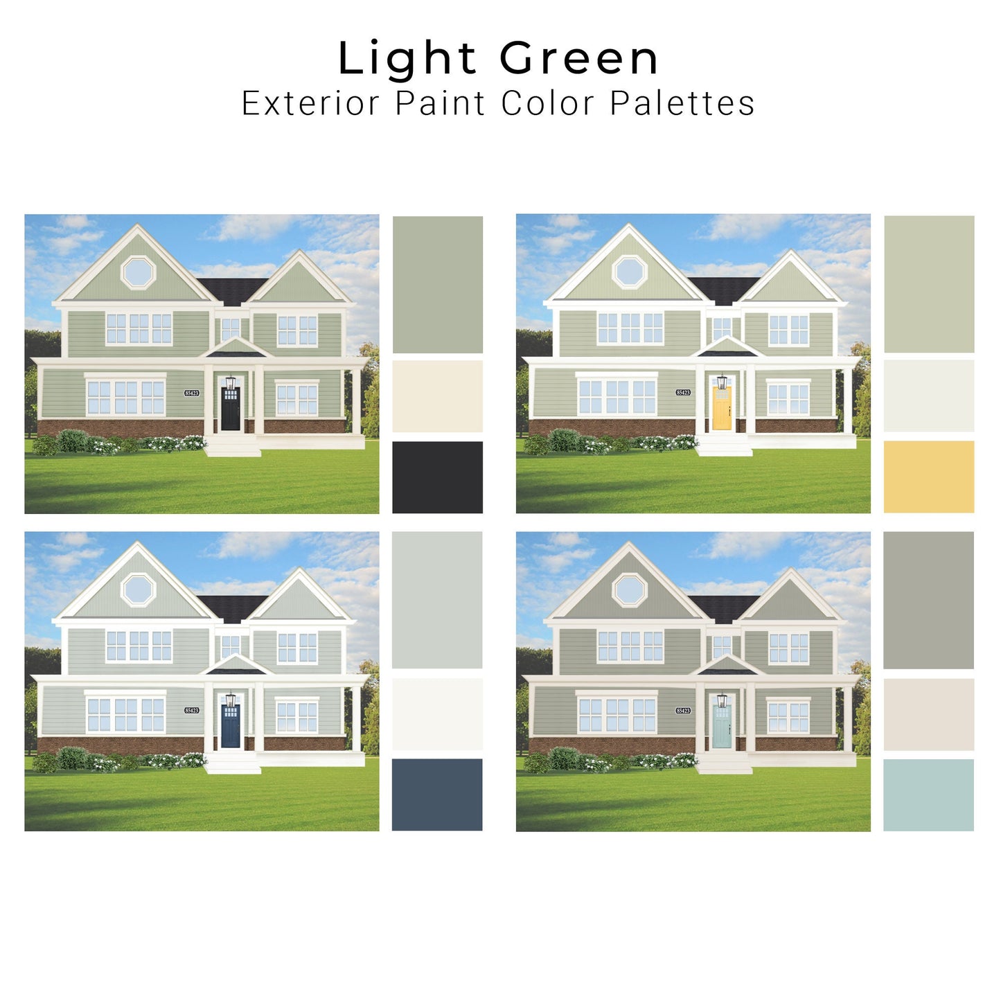 Light Green Sage Exterior Paint Palettes | Green Sage House Exterior Paint Colors