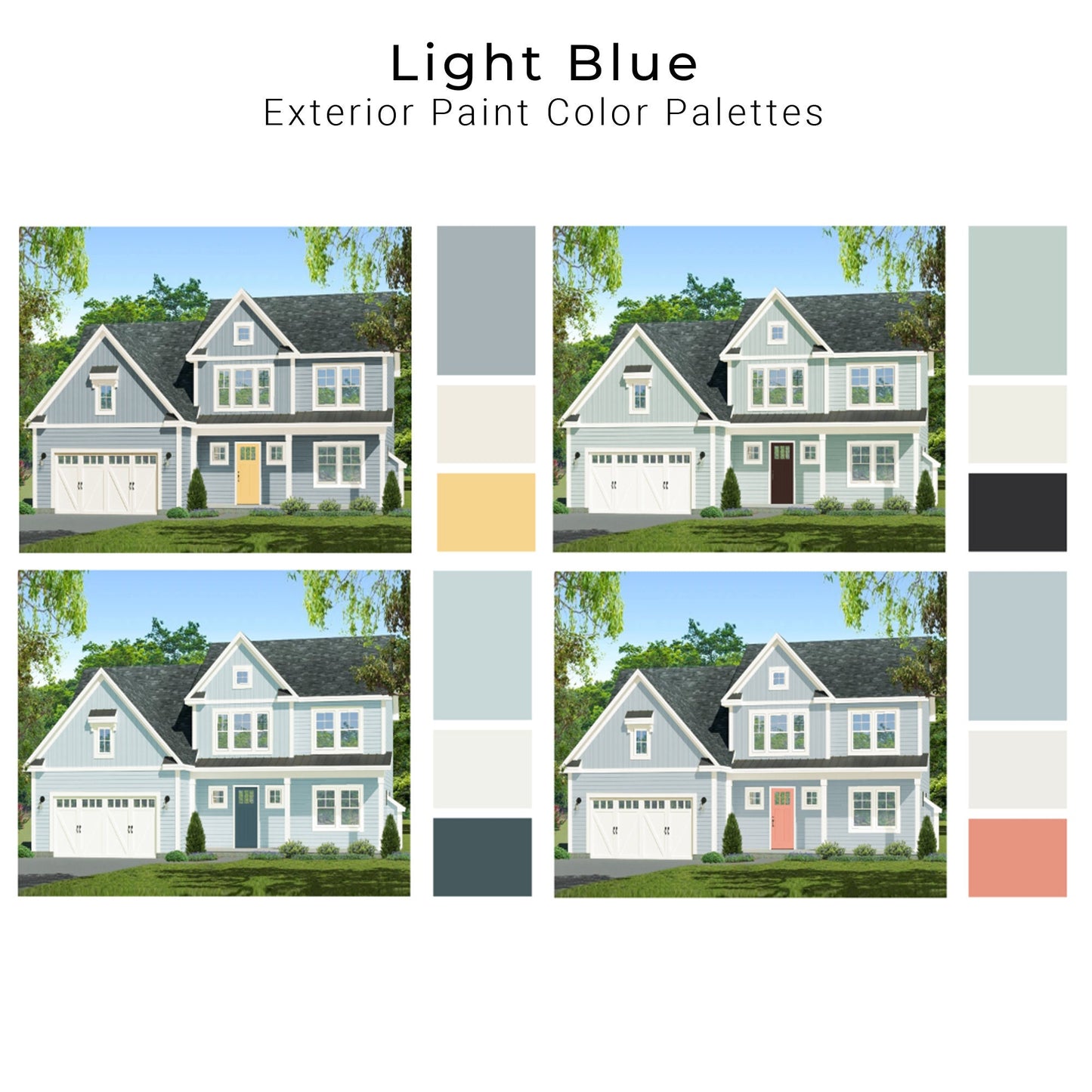 Light Blue Exterior House Paint Palettes | Light Blue House Exterior P ...