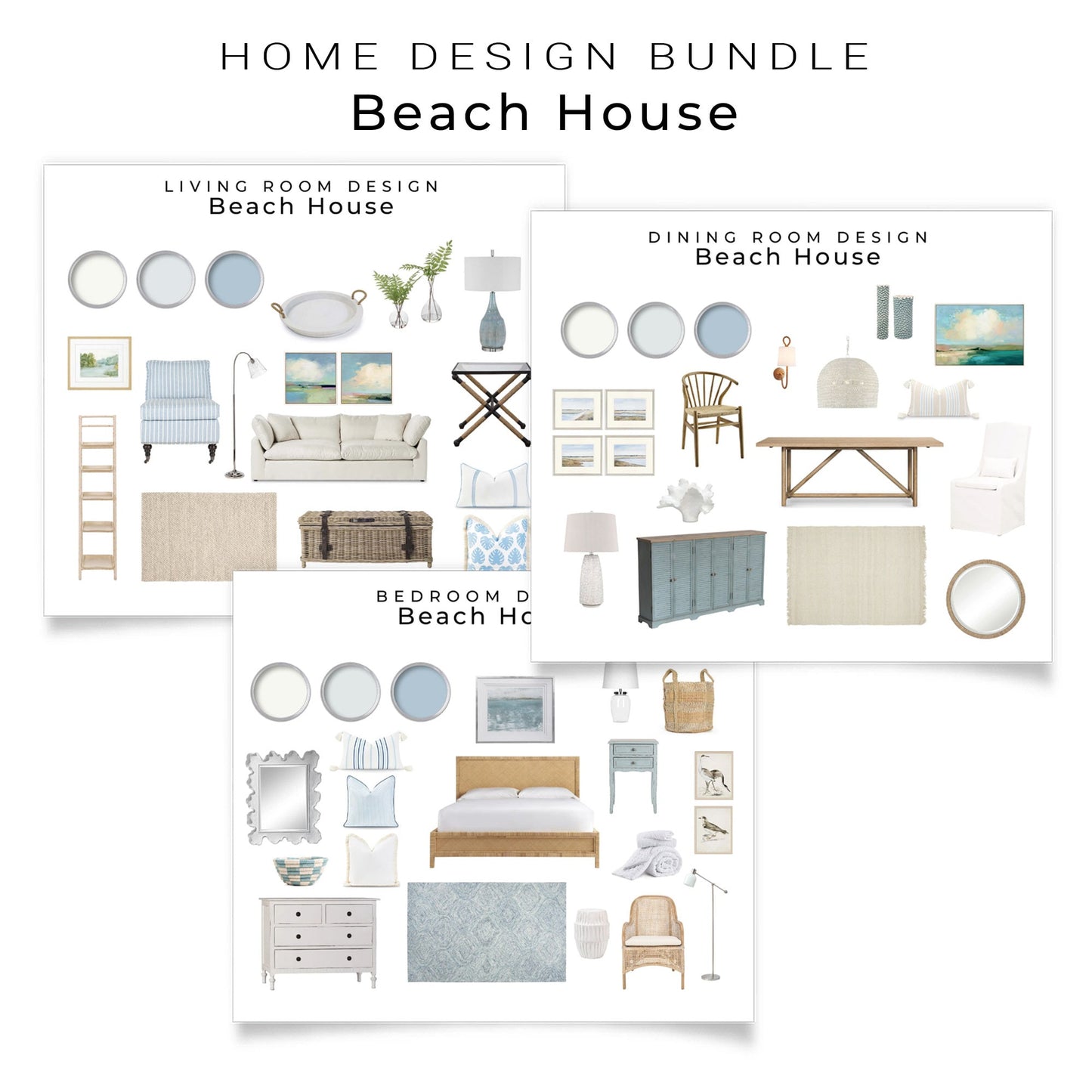 Bundle Beach House Design Mood Boards | Whole House Beach Style Interior Design