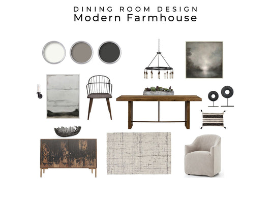 Modern Farmhouse Dining Room Home Design | Rustic Dining Room Mood Board