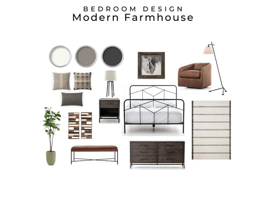 Bedroom Design Modern Farmhouse Mood Board | Rustic Bedroom Interior Design