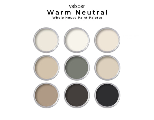 Neutral, Warm Valspar Paint Color Palette | Cozy Valspar Interior Whole House Paint Colors