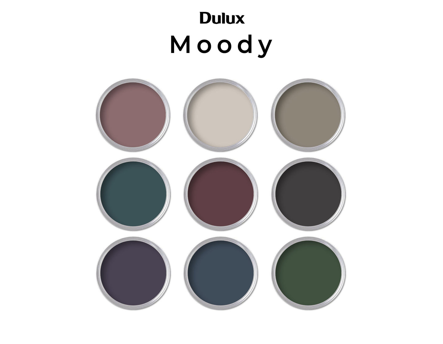 Moody Dulux (Canadian Color Codes) Paint Color Palette | Moody Whole House Dulux CA Paint Color Palette