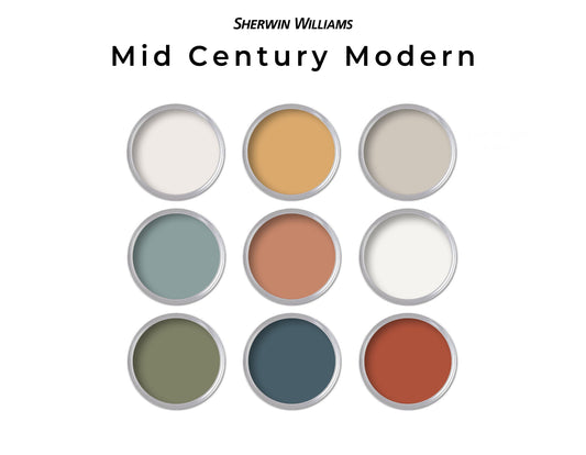 Sherwin Williams Mid Century Modern Paint Palette | Whole House Paint Color Palette