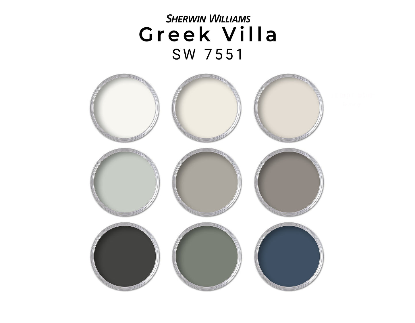 Greek Villa Sherwin Williams Paint Color Palette | Greek Villa Whole House Paint Palette