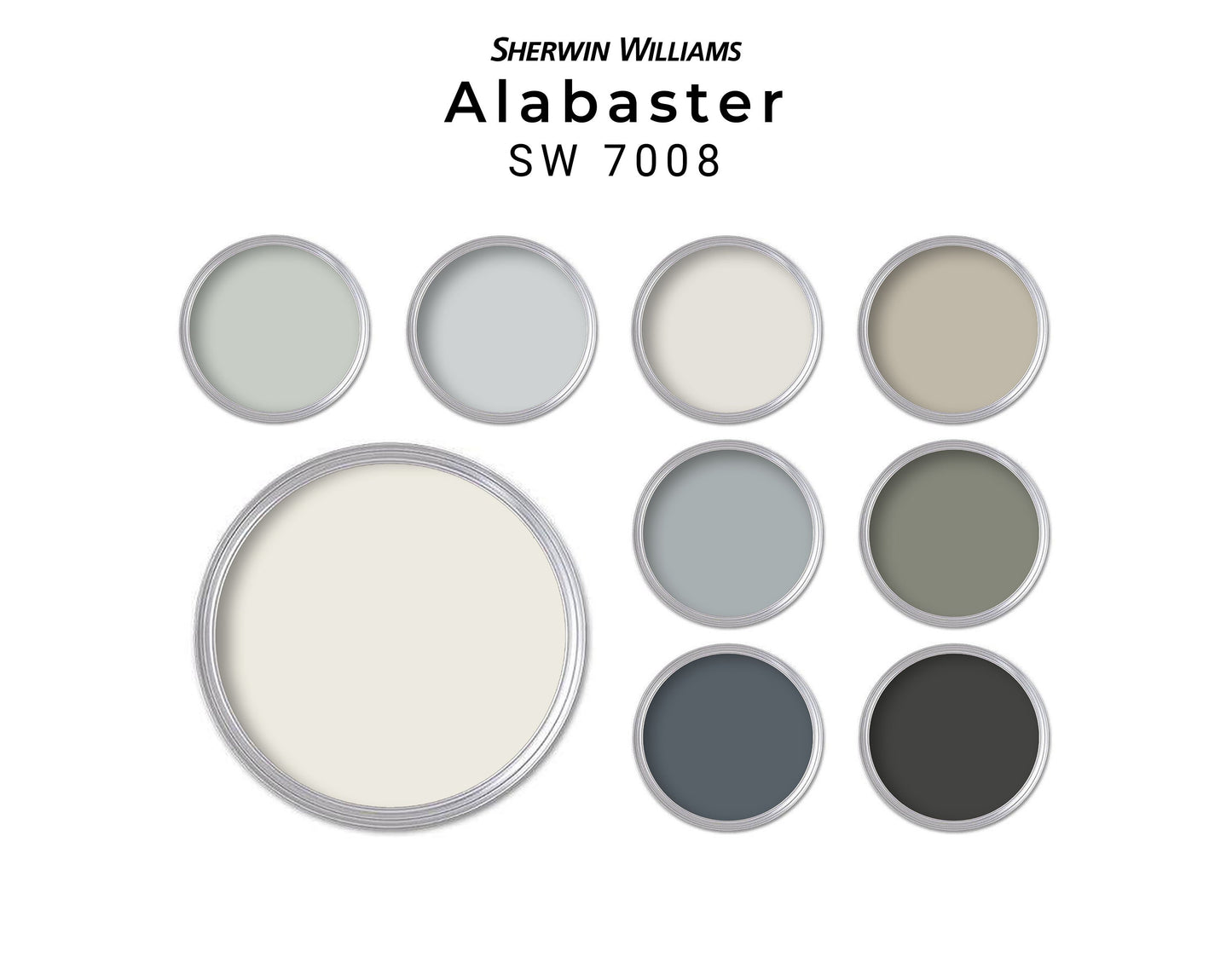 Sherwin Williams Alabaster Paint Color Palette | Alabaster Whole House Paint Palette