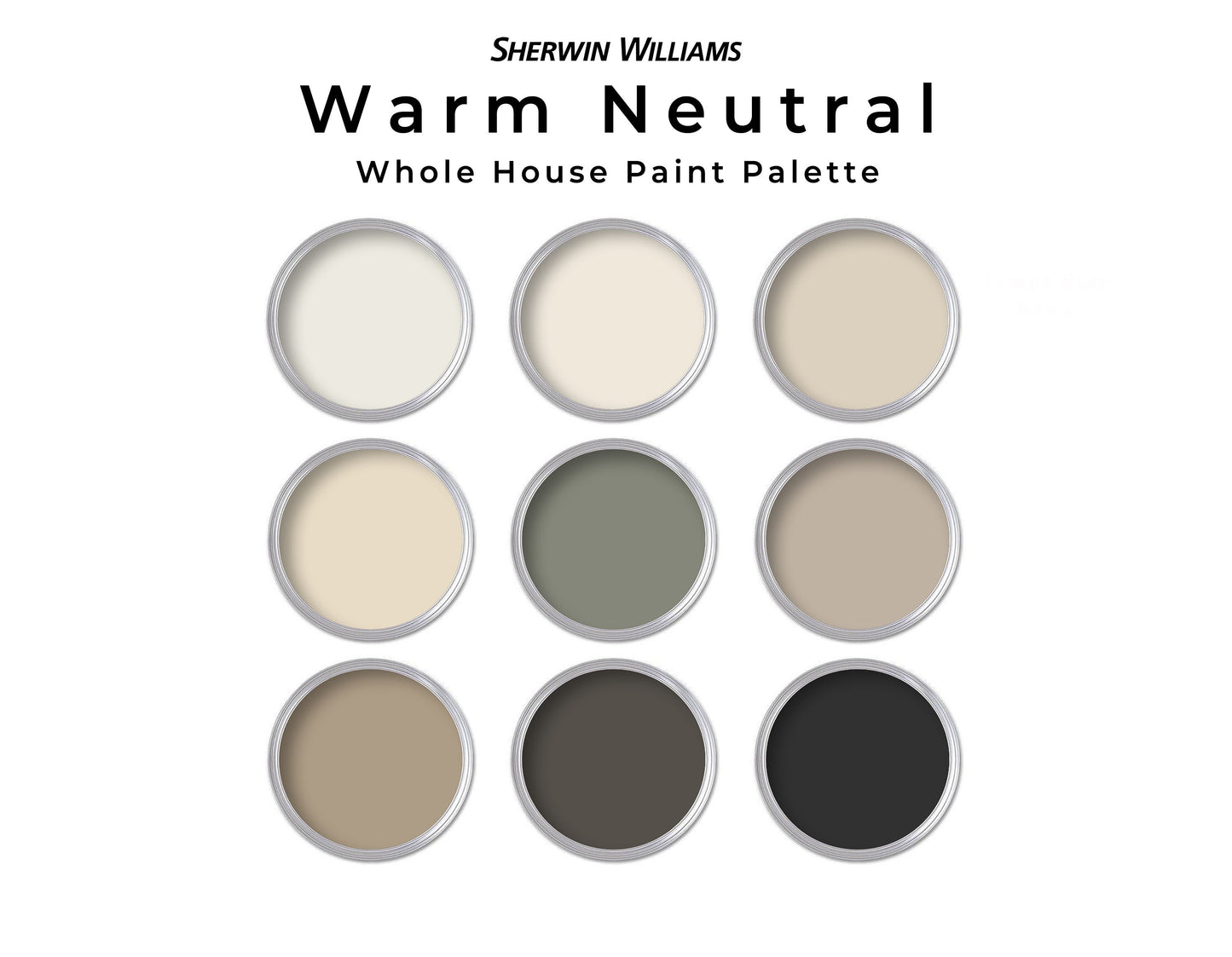 Neutral, Warm Sherwin Williams Paint Color Palette | Cozy Warm Interior Whole House Paint Colors