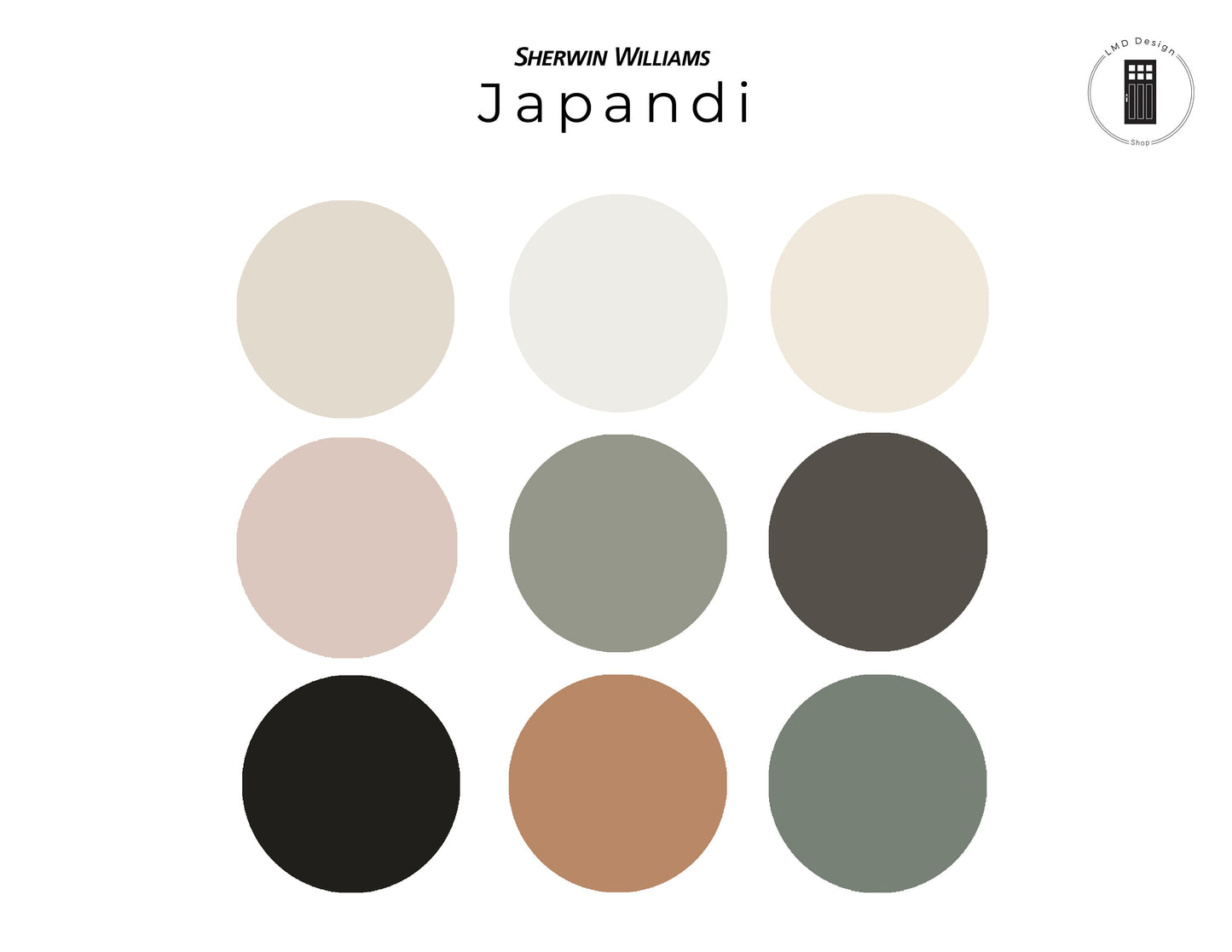 Japandi Sherwin Williams Paint Color Palette | Whole House Paint Palette