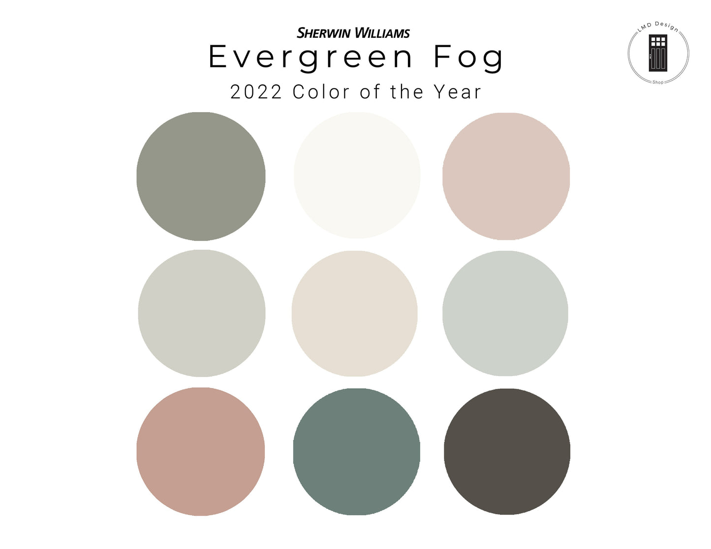 Evergreen Fog Sherwin Williams Paint Color Palette | Interior Paint Palette