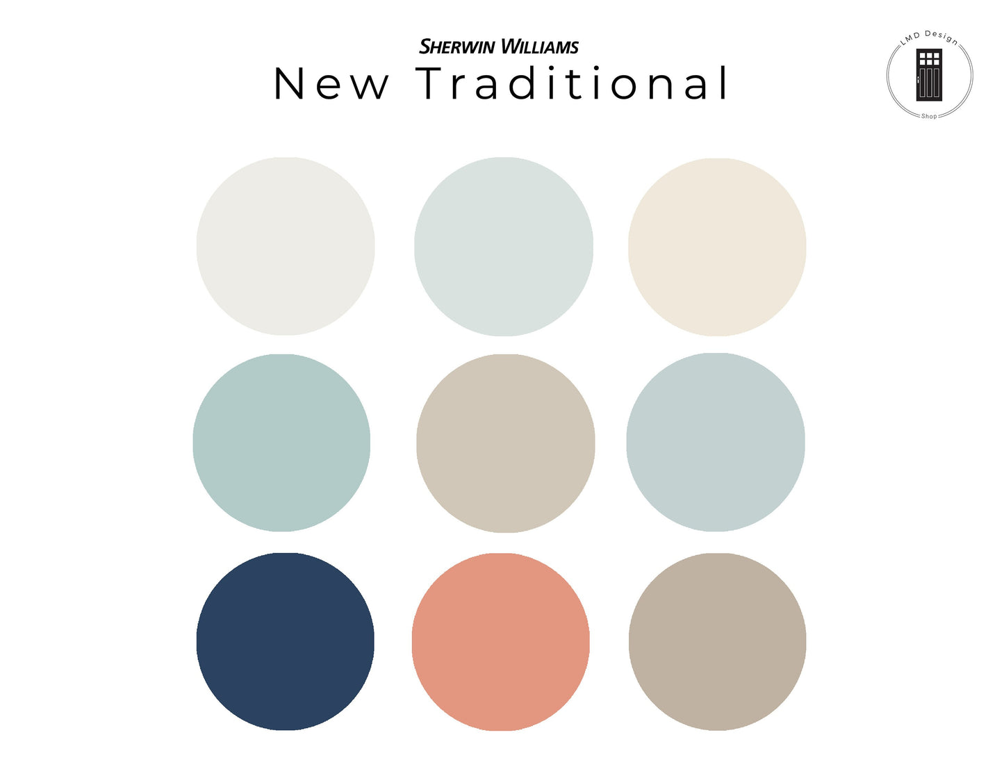 Sherwin Williams Traditional Paint Color Palette, Paint Scheme | Whole House Traditional Paint Palette