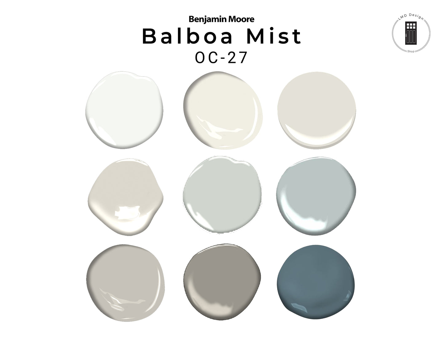 Benjamin Moore Balboa Mist Paint Palette | Whole House Paint Palette Balboa Mist Benjamin Moore